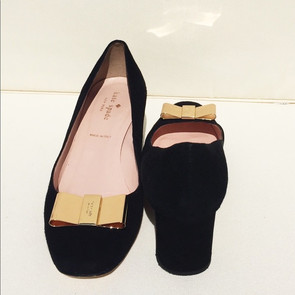 kate spade Shoes - Kate Spade Black Suede Leather Pumps with Bow 💗